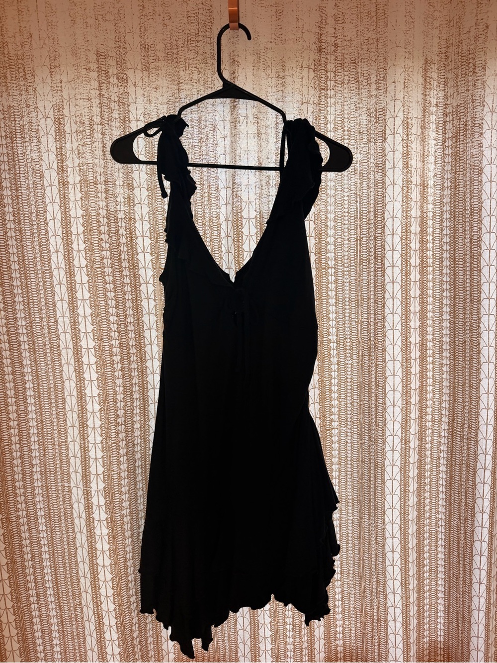 wild fable Black Ruffle V-Neck Tie-Shoulder Dress